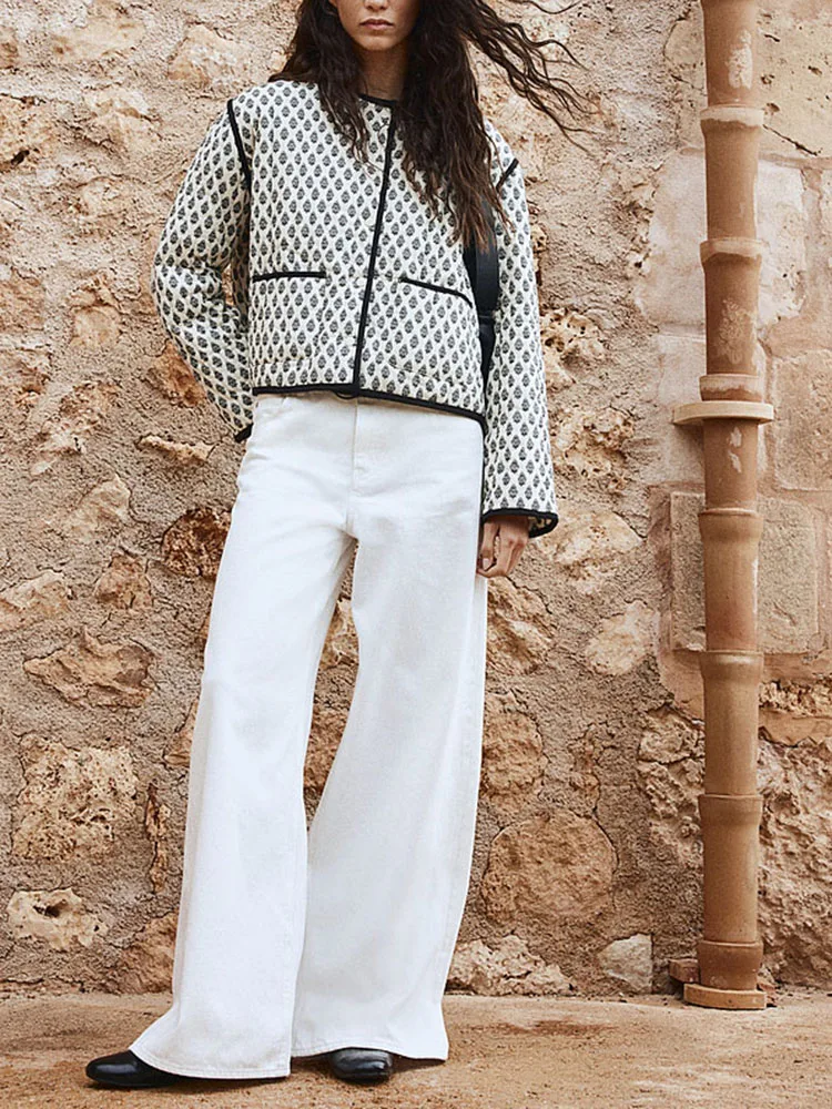 

Cute Faionable Street Sle Long Sve round Ne Quilted Jaet New Arrival Women's Casual Outerwear Autumn 2025