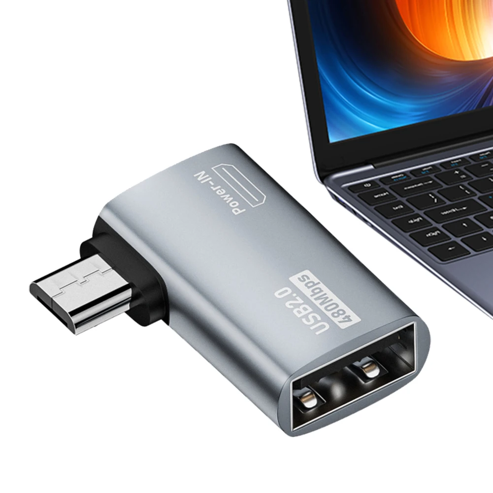 TV 태블릿 파이어 TV 스틱용 OTG 케이블 어댑터, 마이크로 USB to USB OTG 어댑터, 4K 90 도 좌우 각도 전원