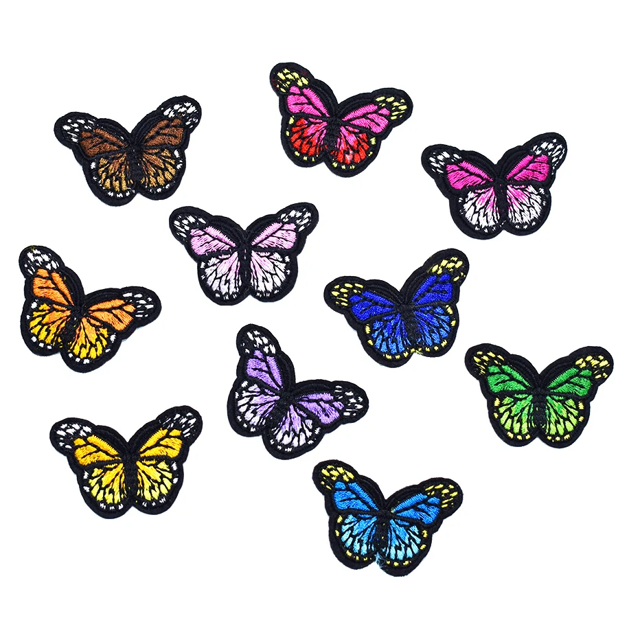

10PCS small size butterfly stripe patches for clothing iron embroidered patch applique sew accessories patch for kid clothes Diy