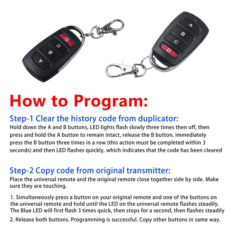 15 Universal 433 MHZ Cloning Remote Control Keychain,Duplicates Remote Controls Replacement Garage Door Opener-A74Z