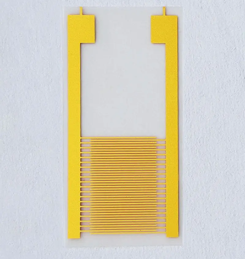 Électrode fourchue flexible de grande taille de 100 μm, réseau de condensateurs PET, puce de capteur pour expériences de recherche scientifique, électrode en or