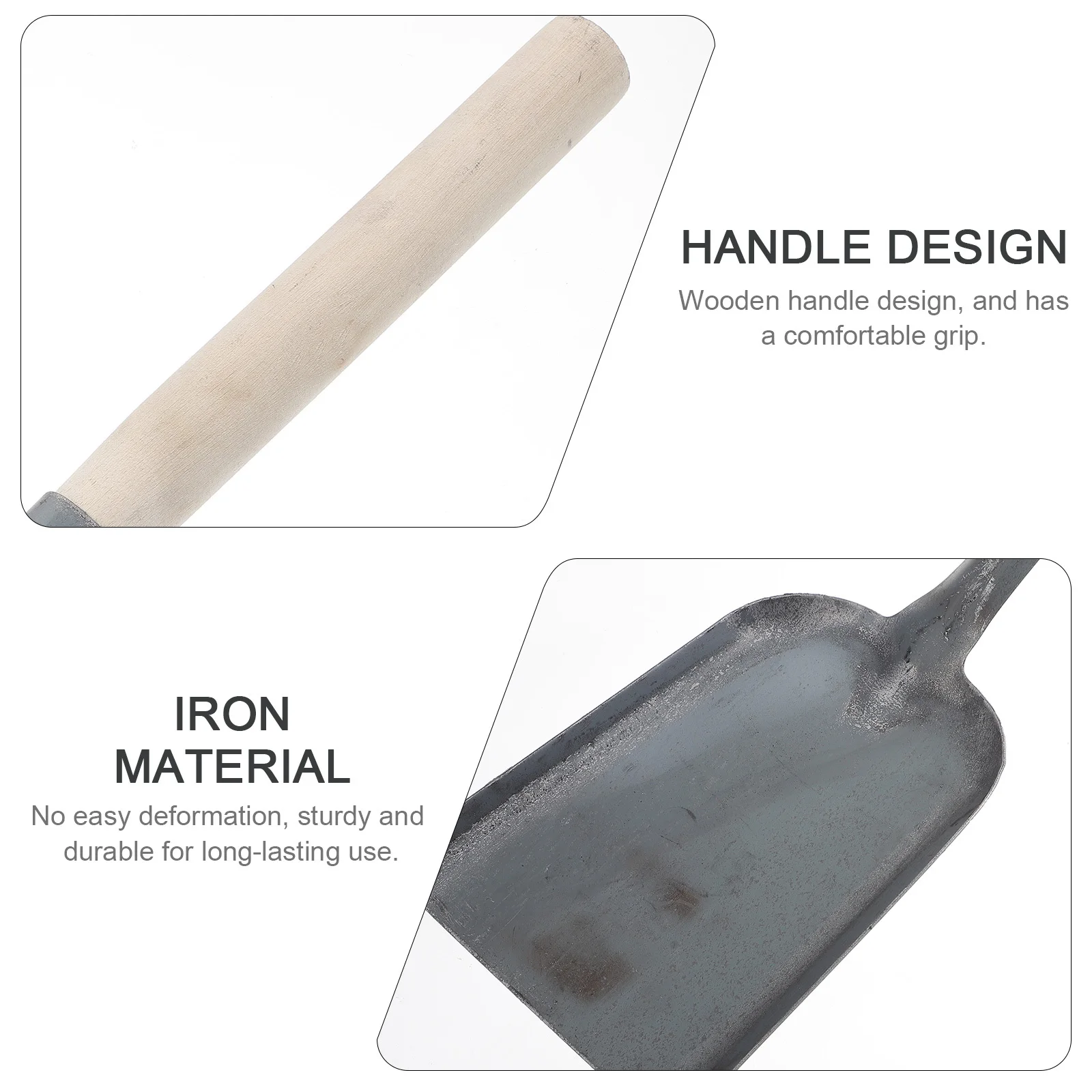 

2Pcs Home Ash Shovel Long Handle Fireplace Cleaning Coal Shovel Kitchen Grill Bbq Multifunction Practical Wooden Handle