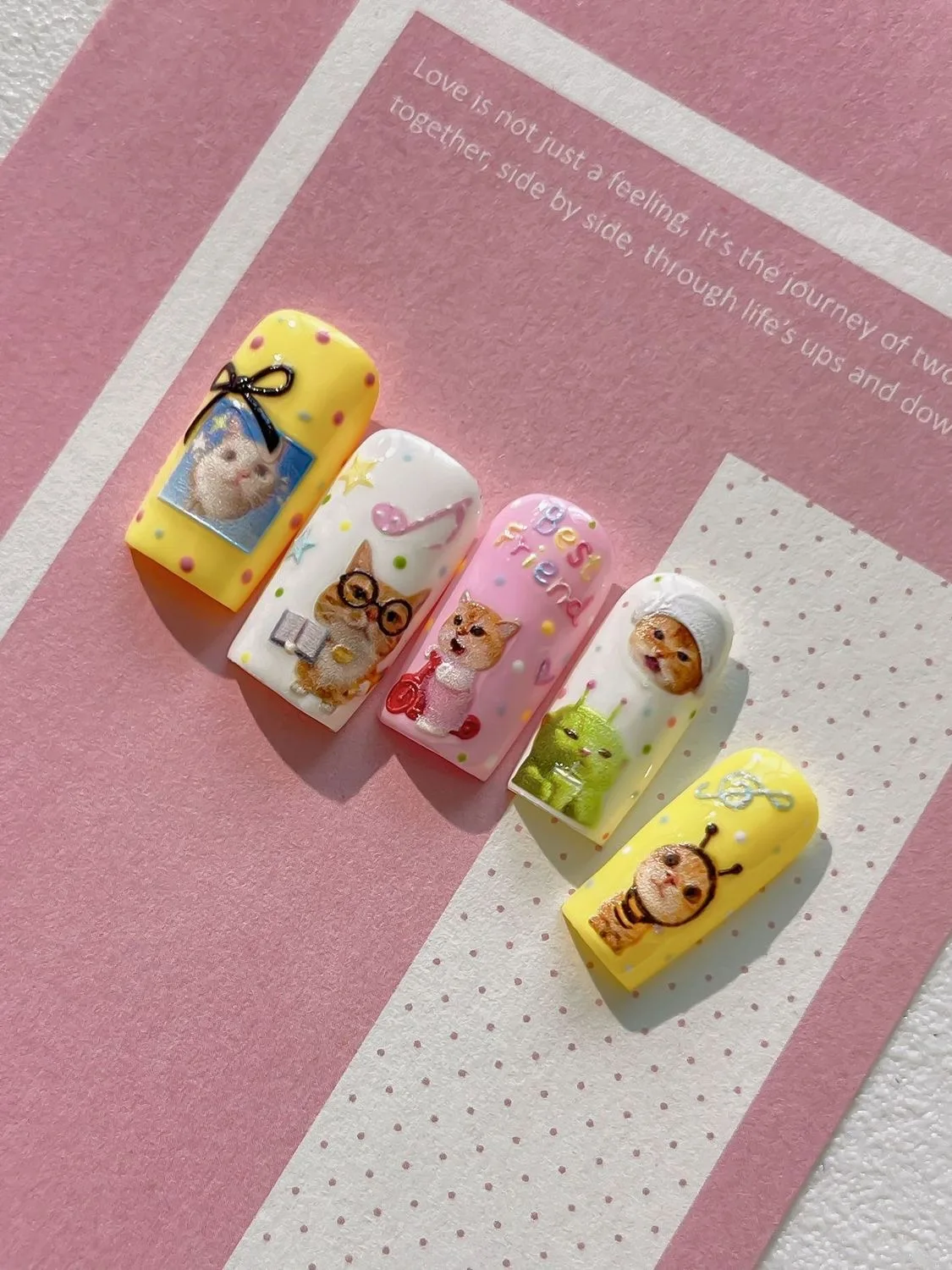 New Arrival Funny Cute Pet Cat Nail Stickers, 3D Embossed Kitten Decals DIY Nail Art Decorations