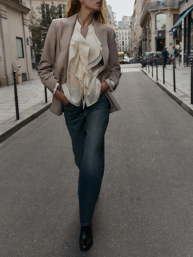 

Sweet Faionable Winter 2025 Women's Coat with oulder Pads Herringbone Pattern New Arrival Ladies ort Outerwear