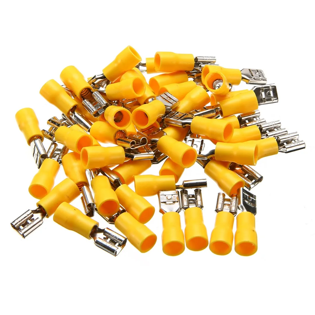 100 قطعة ذكر أنثى معزول تجعيد المجرف موصلات سلك كابل كهربائي محطة أحمر أزرق أصفر تشكيلة #6