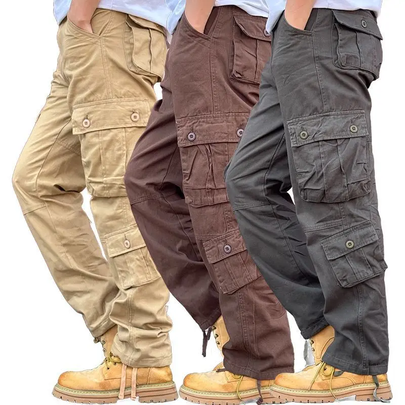 

New Men's Tactical Cargo Pants 8 Pockets Work Pants Cotton Outdoor Hiking Military Combat Trousers Straight Durable Casual Wear