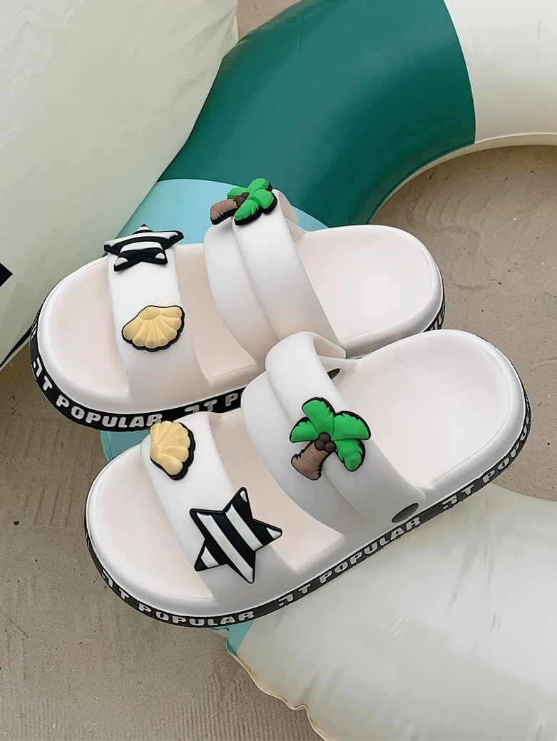 

Casual Summer Beach Sandals Men's Women's Versatile Fashionable Two-Way Couple's Double Strap Slippers Plant Floral Pattern