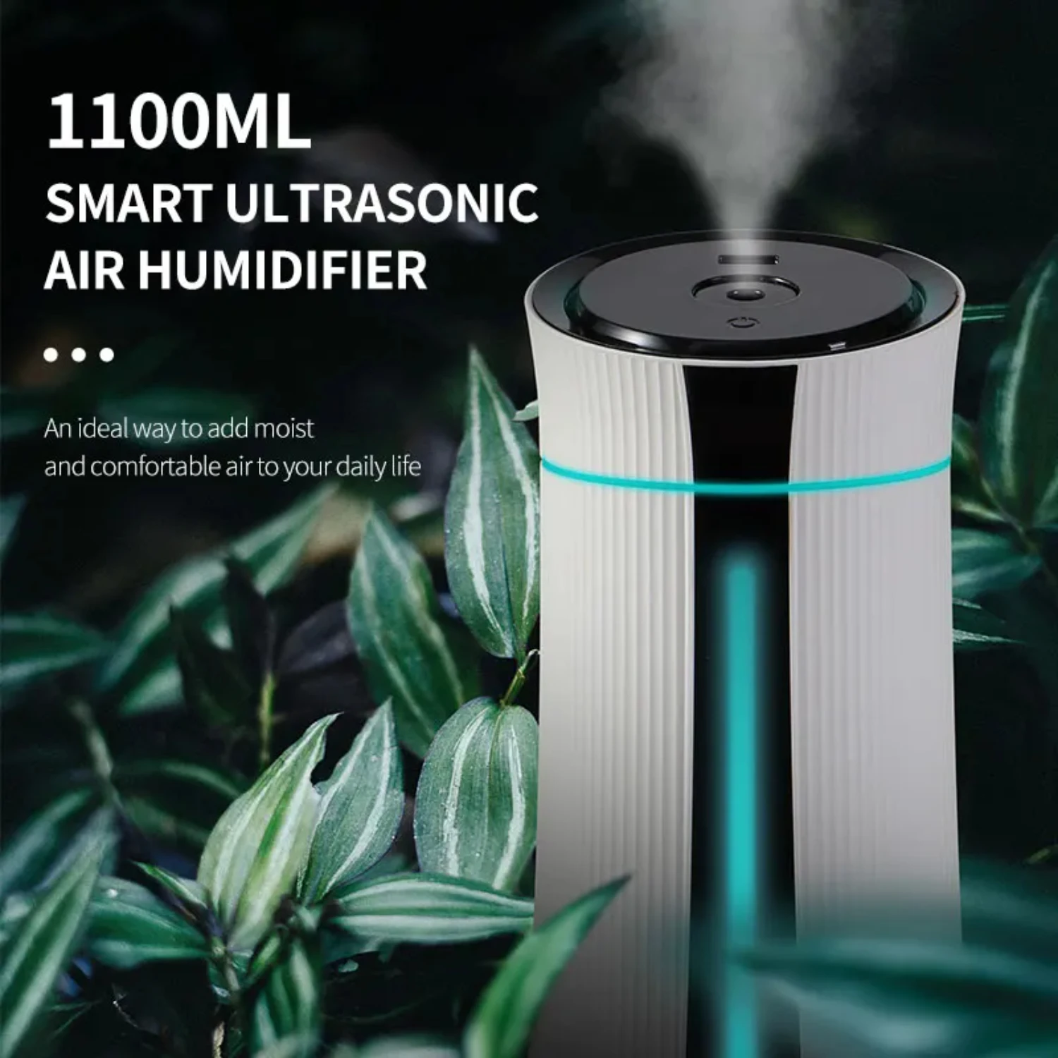 Cool Mist Maker 1100ML USB Air Humidifier with Double Spray Port for Essential Oil Aromatherapy - Humificador Fogger Purify Offi