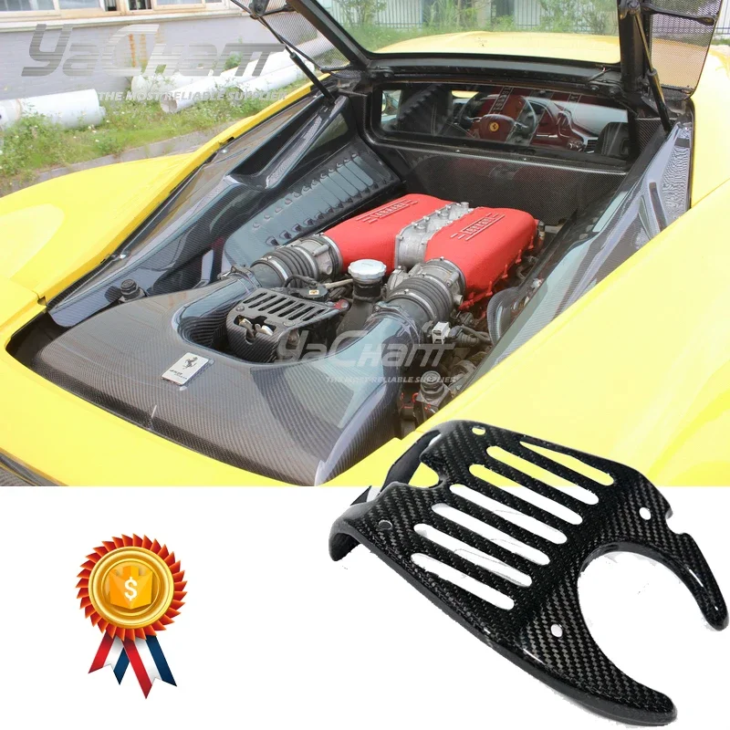 DCF Dry Carbon Fiber Engine Lock Cover Fit For 2010-2014 Ferrari F458 Italia Coupe& Spider Engine Lock Cover