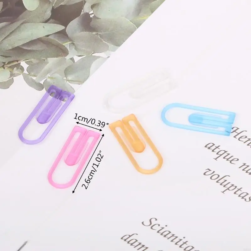 W89C 60pcs Small Mini Paperclip Candy Color Clear Stactory Scinder Clip Table