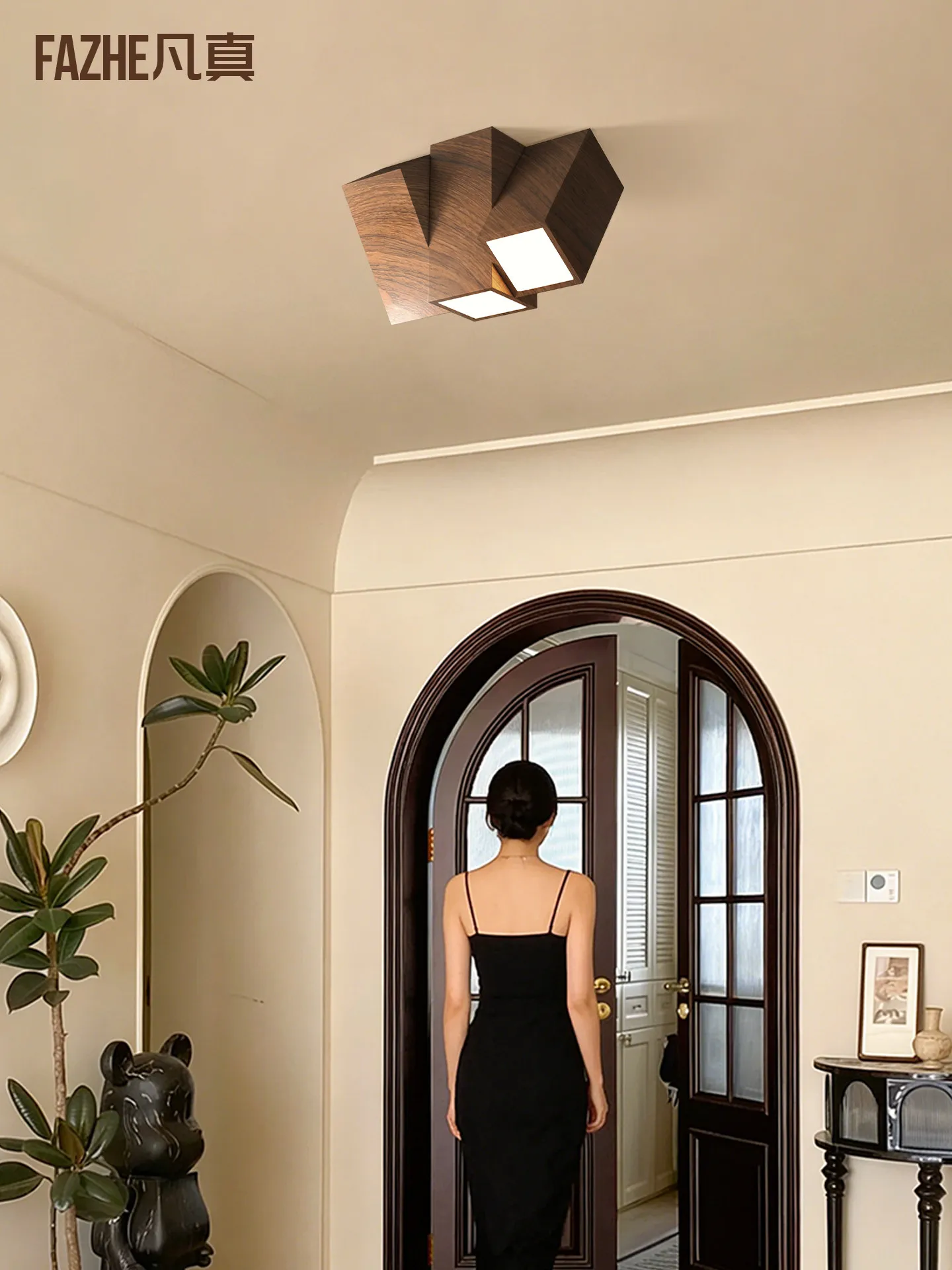 Modern Simple Brightly Fitted Aisle Light Antique Style Walnut Colour Log Colour Corridor Aisle Downlight Bedroom Ceiling Light