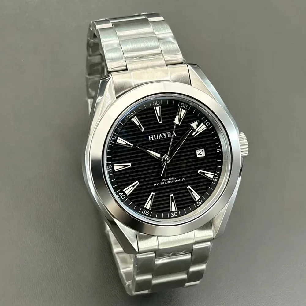 46mm Large Dial Men Automatic Mechanical Watch,Full Silver Stainless Steel 50M Waterproof Luminous Calendar Business Luxury Wris