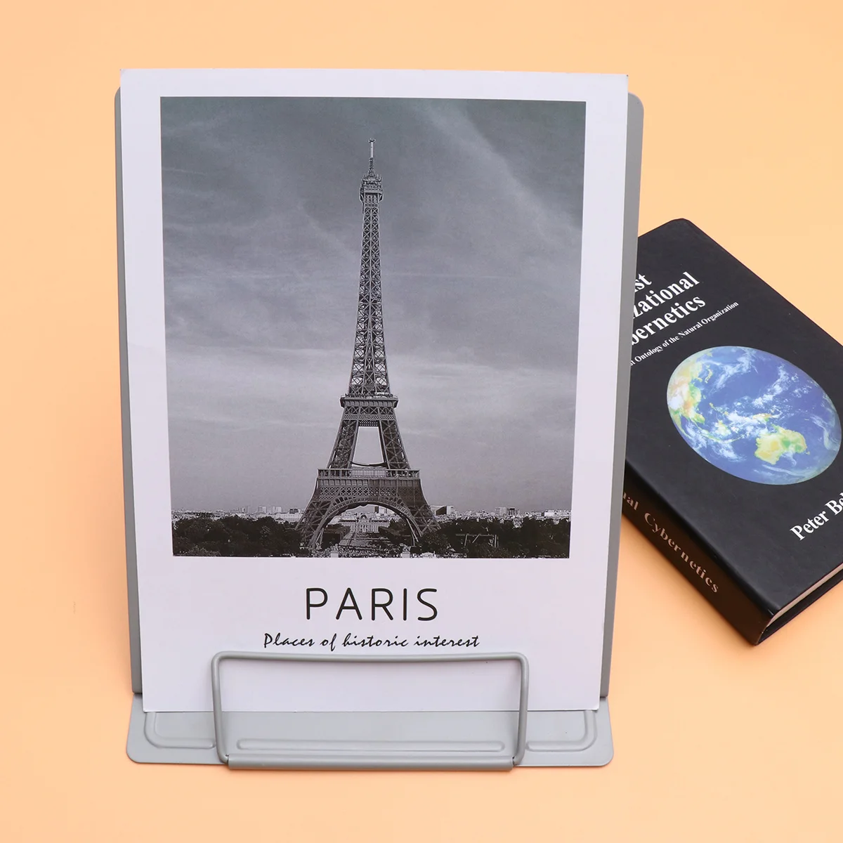 

1pc Metal Book Stand Large Grey Adjustable For Books Tablets Music Sheets Reading Holder Lightweight Bookshelf Rack