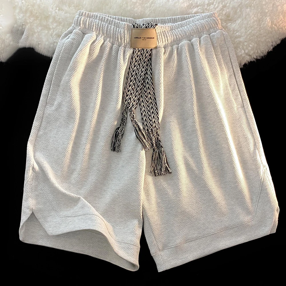 2024 Hip-hop Solid Shorts Mens Casual Half Pants New Oversize Basketball Sports Belt Design Capris Youth Cargo Shorts Streetwear