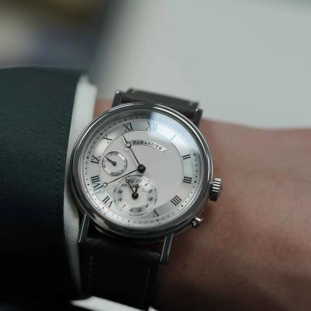 FARASUTE ريترو الفاخرة ساعة تنبيه ساعة كوارتز الرجال مقاوم للماء ليلة ضوء ساعة اليد عادية الياقوت الفولاذ المقاوم للصدأ الذكور Reloj #4
