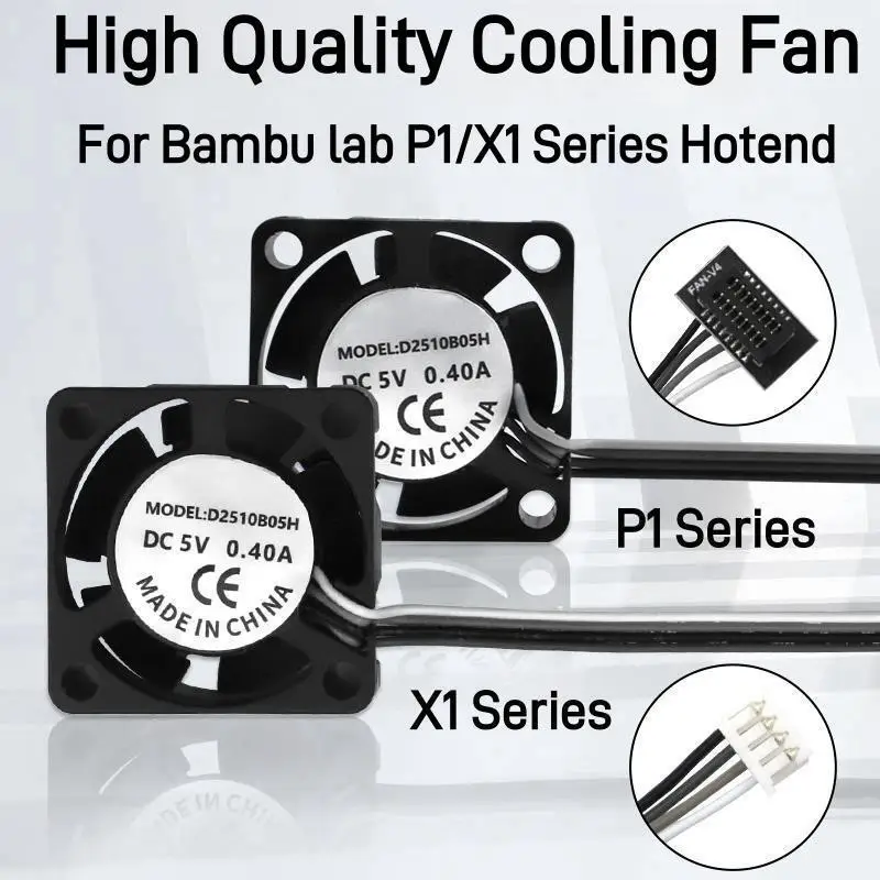 

For Bambu Lab P1P P1S X1 X1C 2510 Mini Fan 5V With Cable Hot End Cooling Cooler 3D Printer hotend Heater 3D Printer Parts