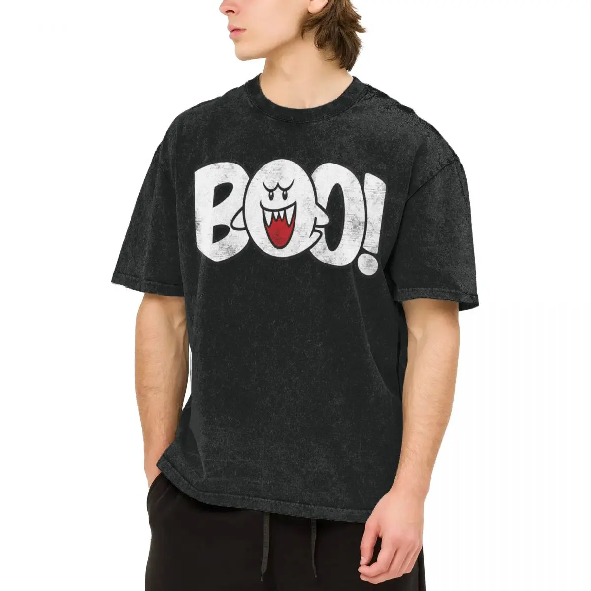 BOO سوبر ماريو غسلها تي شيرت الرجال Y2K ريترو تي شيرت غير رسمي الصيف س الرقبة الجدة تيز مخصص لتقوم بها بنفسك الملابس كبيرة الحجم