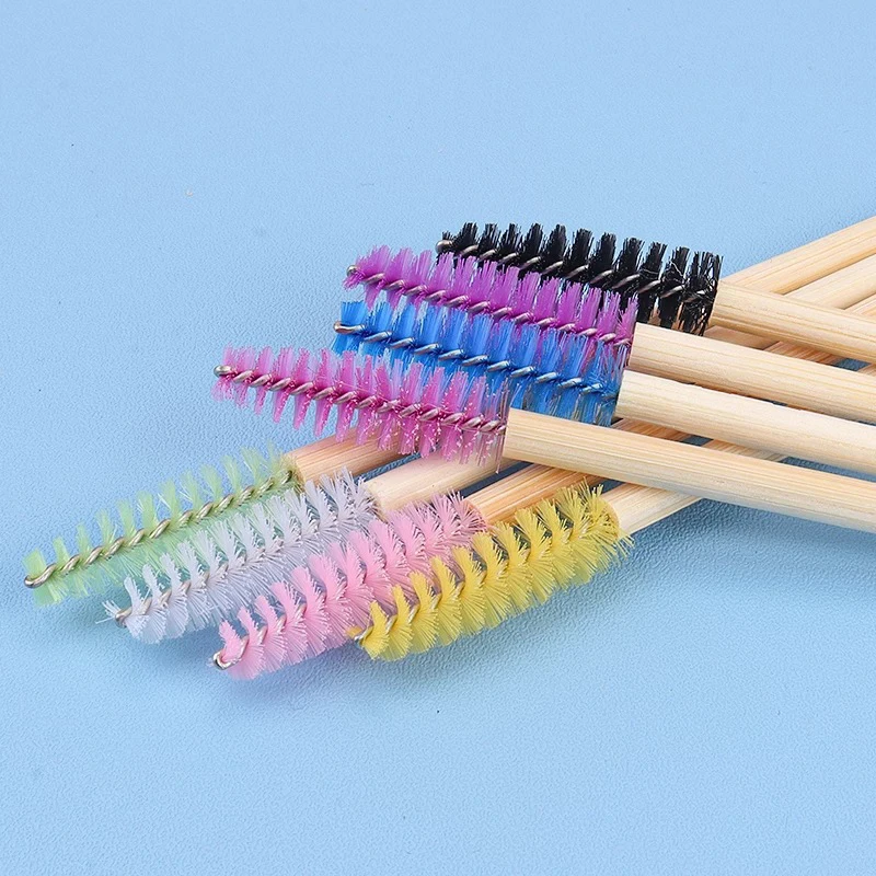50Pcs Bamboo Handle Eyelash Brush Makeup Extension Mascara Wands Applicators Eye Lash Curling Comb Makeup Tool