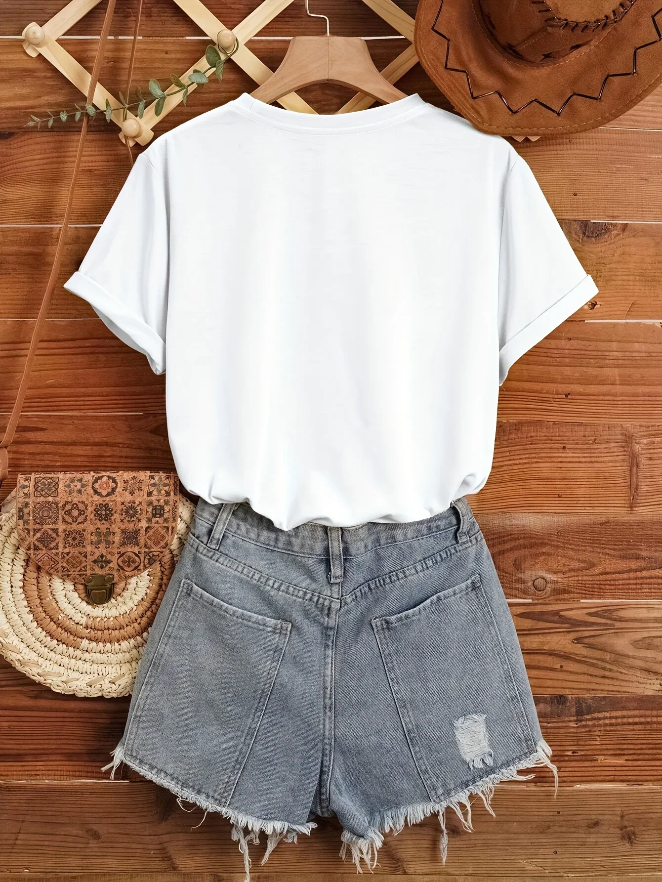 시즌 컴포트 릴랙스드 아티스틱 여성용 화이트 플로럴 프린트 티셔츠 슬리브 넥 캐주얼 중간 신축성 통기성 원단