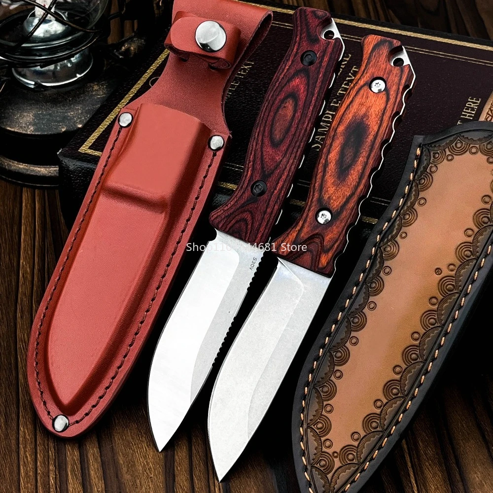 Hidden Canyon Hunter Straight Knife 9Cr13Mov Fixed Blade Knife with Stable Wood Handle Reliable Tool for Outdoor Activities