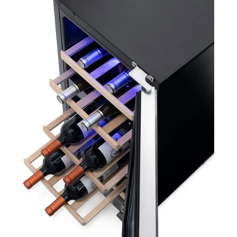 NewAir 15Wine Cooler Refrigerador com capacidade de 29 garrafas Frigorífico de vinho de zona dupla embutido ou independente com faia removível