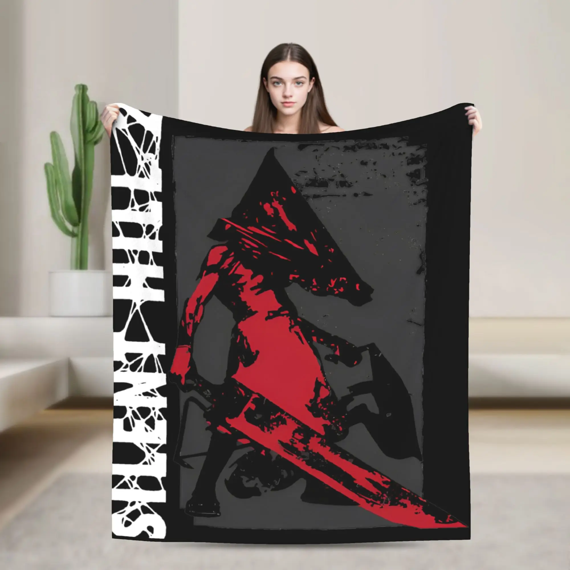 Super Soft Silent Hill 2 Video Game Blanket Premium Flannel Fleece Lightweight Red Pyramid Thing Bed Blanket Cozy Plush Blankets