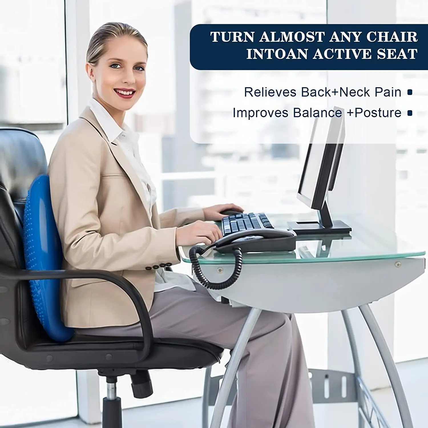 Inflated Air Stability Wobble Cushion - Wiggle Seat to Improve Sitting Posture & Attention Stability Balance Disc