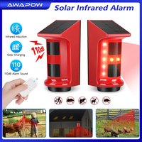 Awapow Solar Infrared Alarm Outdoor PIR Motion Alarm Remote Control Wireless Detector Sensor Alerts Home Security Strobe Siren