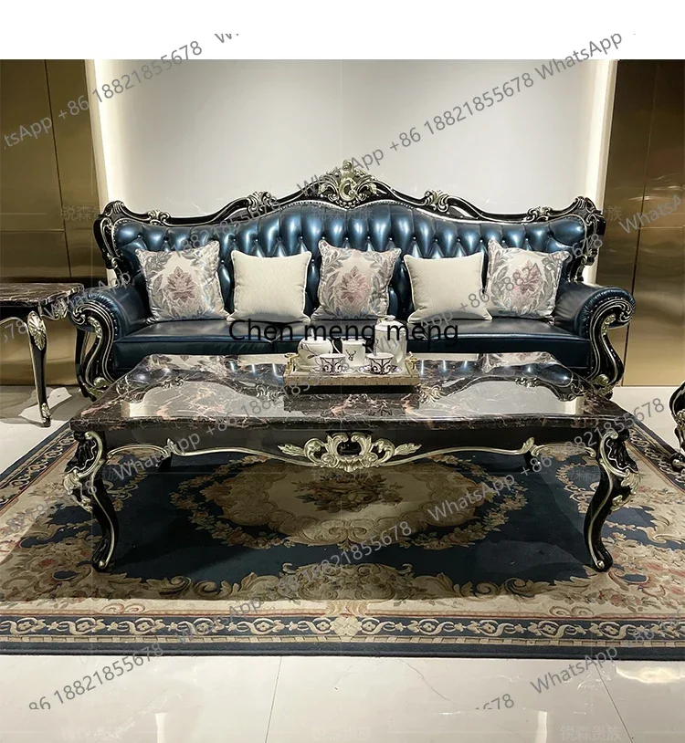 NQ52 New arrrive French solid wood large coffee table, European small apartment rectangular solid wood living room neoclassical