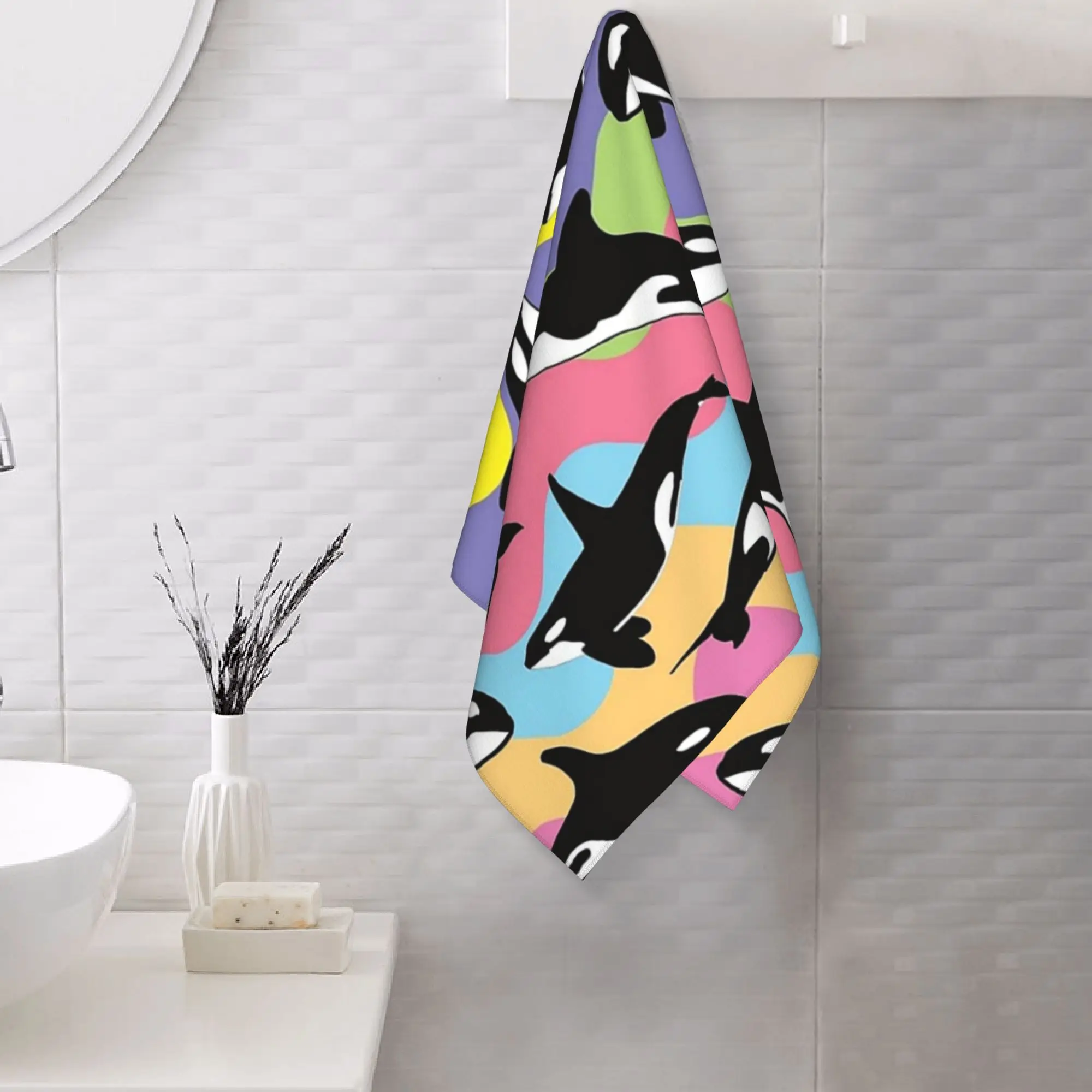 Custom orca killer whale Soft Face Towel Quick Dry Pool Bath Cotton Towels Absorbent Quick