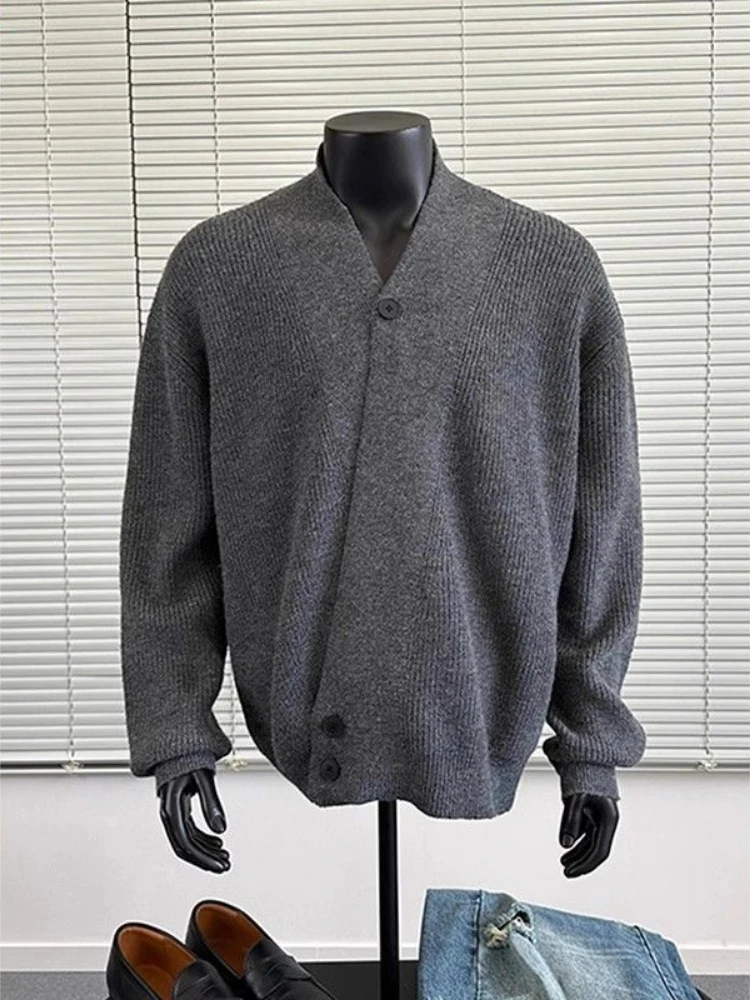 Luxury Design Autumn Winter Jackets Knit Cardigan Trend Men Clothes Irregular Coats Long Sleeves Tops Streetwear Business Jacket