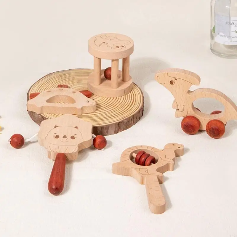 F62D Baby Rattle-Ring Handble Teether Soother Trẻ sơ sinh Chewing Chewing Toy