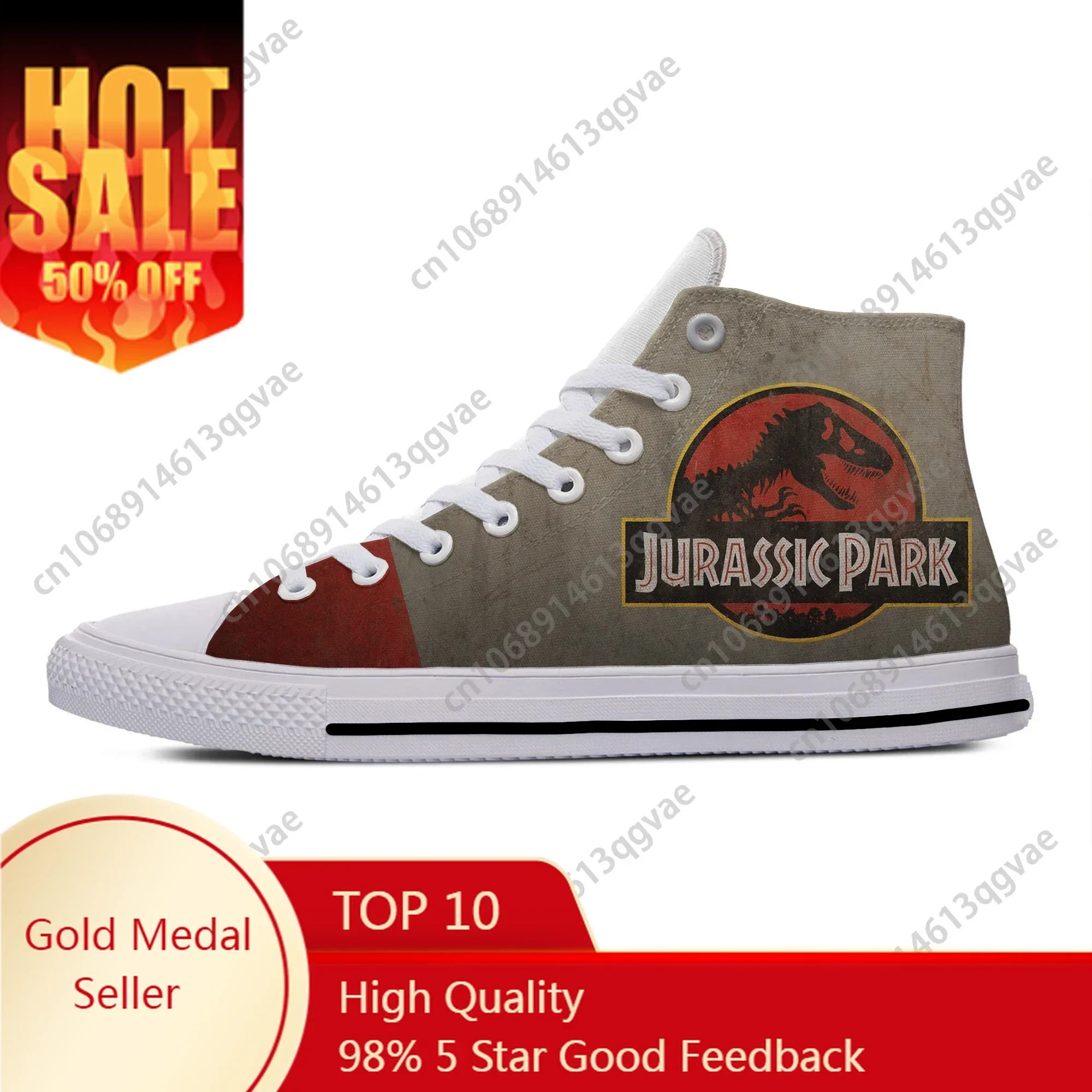 

Jurassic Park Movie Dinosaur Anime Cartoon High Top Sneakers Mens Womens Teenager Canvas Sneaker Casual Couple Custom Shoes