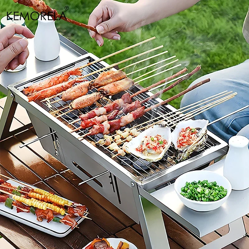 

Stainless Steel Outdoor Folding Barbecue Stove Smokeless Portable Charcoal Grill for Home And Garden Cooking