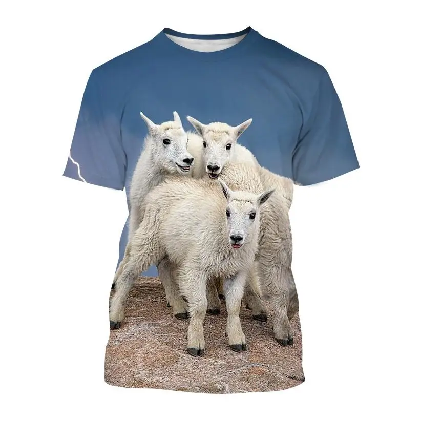 New Funny Animal Goat 3d Printing T-shirt Summer Fashion Unisex Casual Round Neck Street Style Breathable Lightweight Top