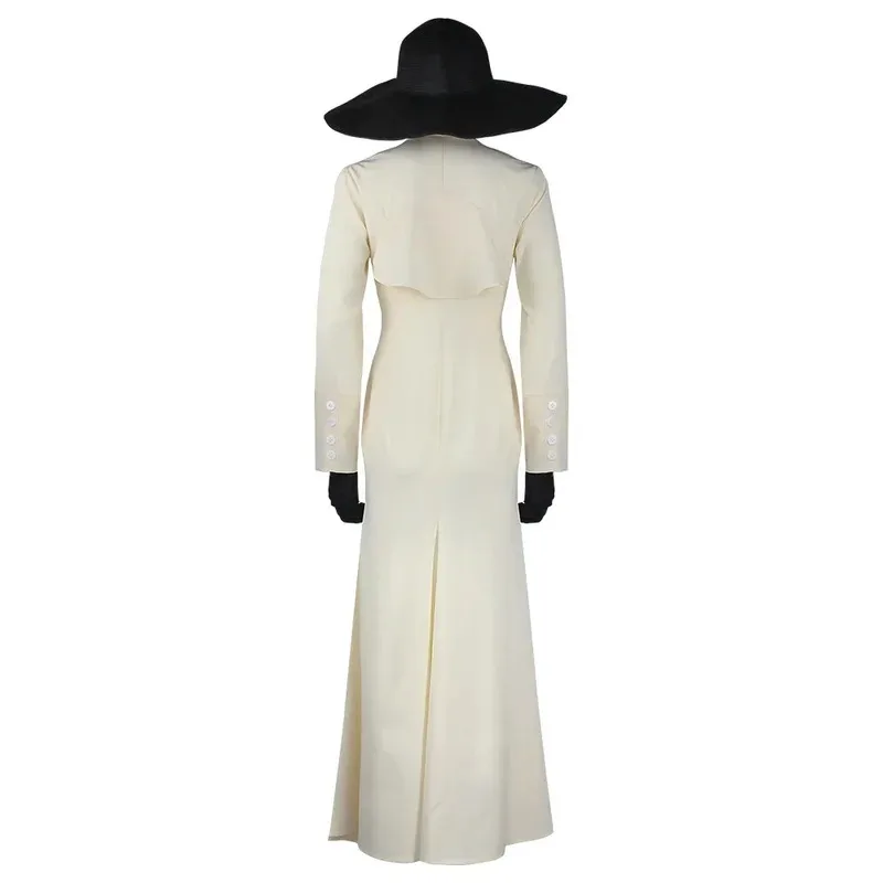 

Vampire lady Dimitrescu Cosplay Costume Chatelain Alcina Comtesse Wig Hair Halloween Party Dress Necklaces;3,k8't,