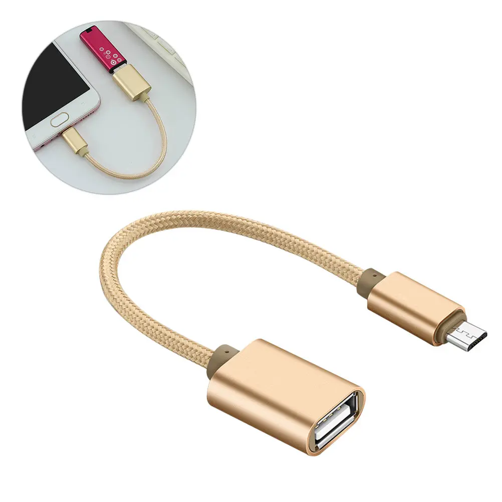 Premium Aluminum Alloy Nylon Braided Micro USB Otg Cable for Smartphones Tablets Data Transfer Backup Plug Play Broken