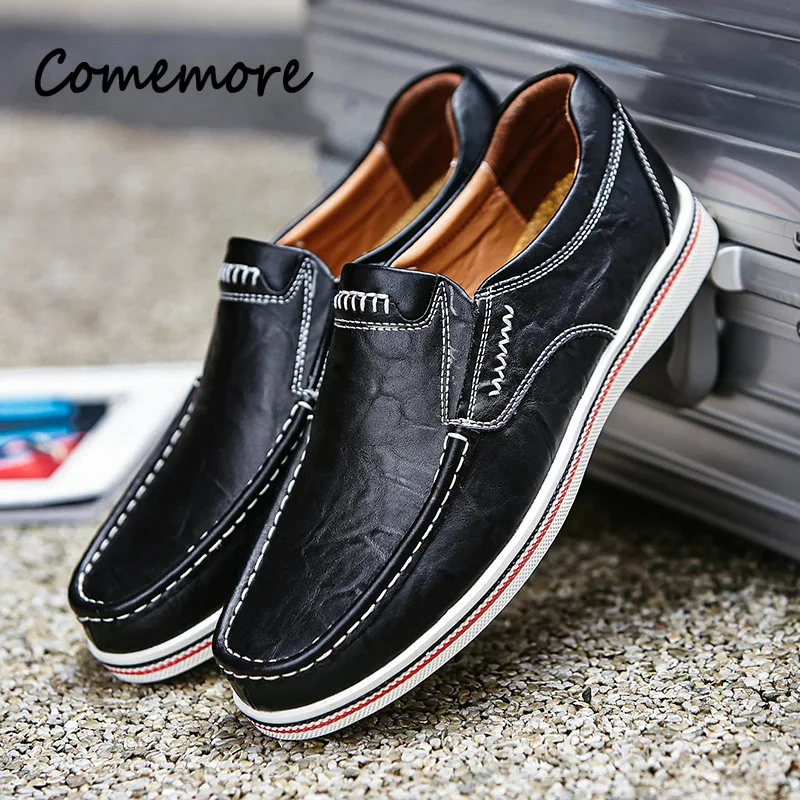 Comemore High Quality Men Leather Footwear Party Wedding Banquet Busyniess Dress Shoes Driving Loafers Male Casual Comfort Flats