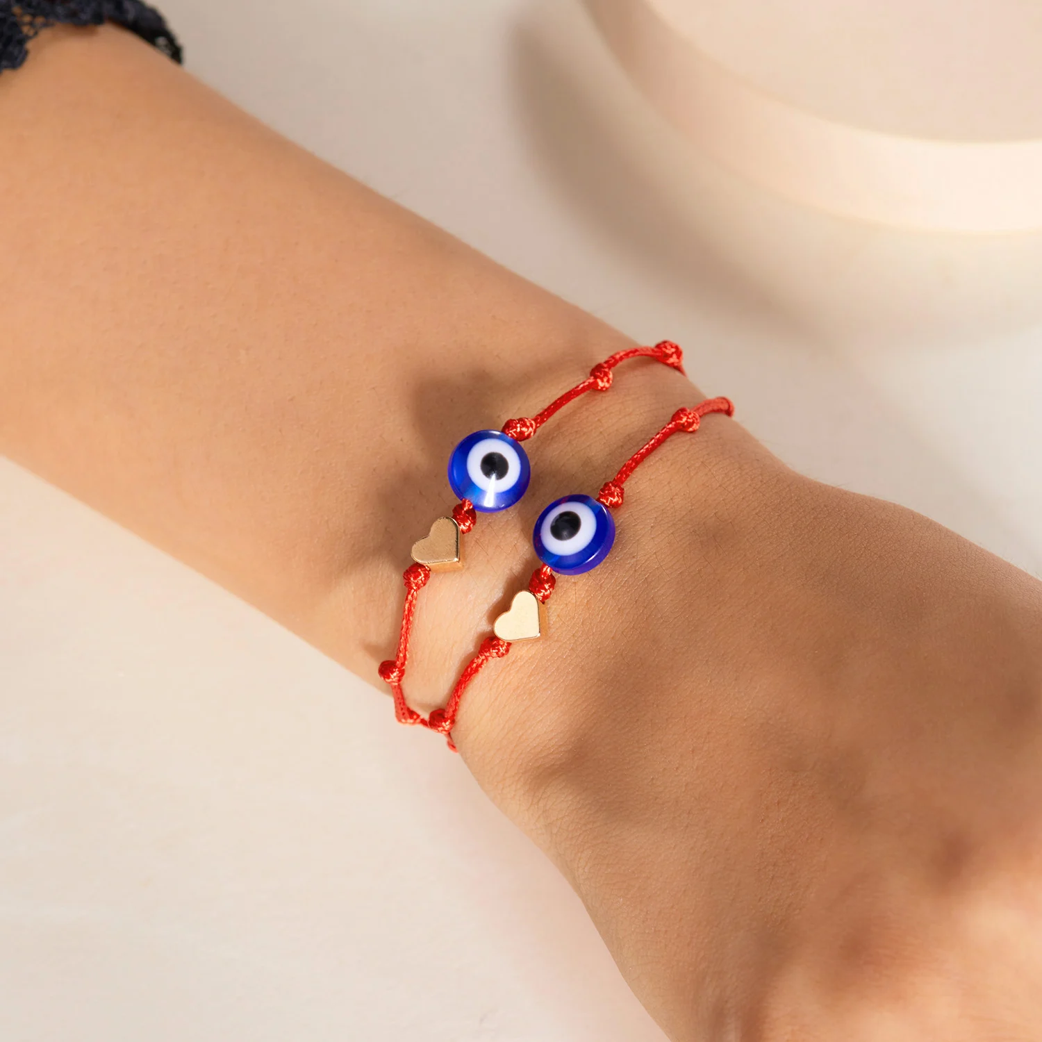 Einfaches türkisches blaues Evil Eye 7-Knoten-geflochtenes Armband für Damen und Herren, glückliches rotes Seil, handgefertigtes Armband, Ästhetik, Party-Schmuck – Detail 19
