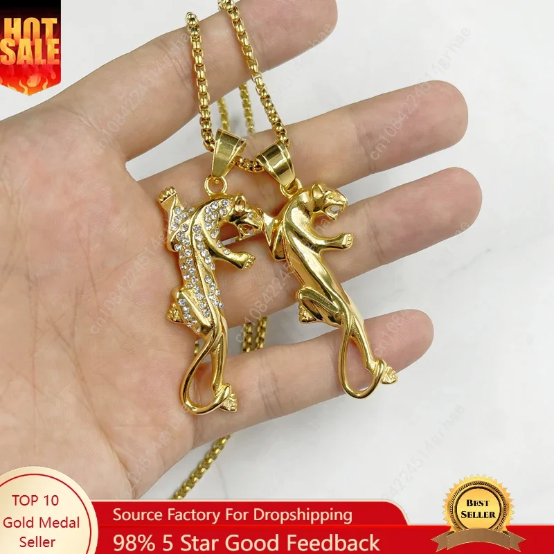 

New Fashion Stainless Steel Jewelry Titanium steel Leopard Pendant With Chain Necklace,Pendant & Necklace For Man