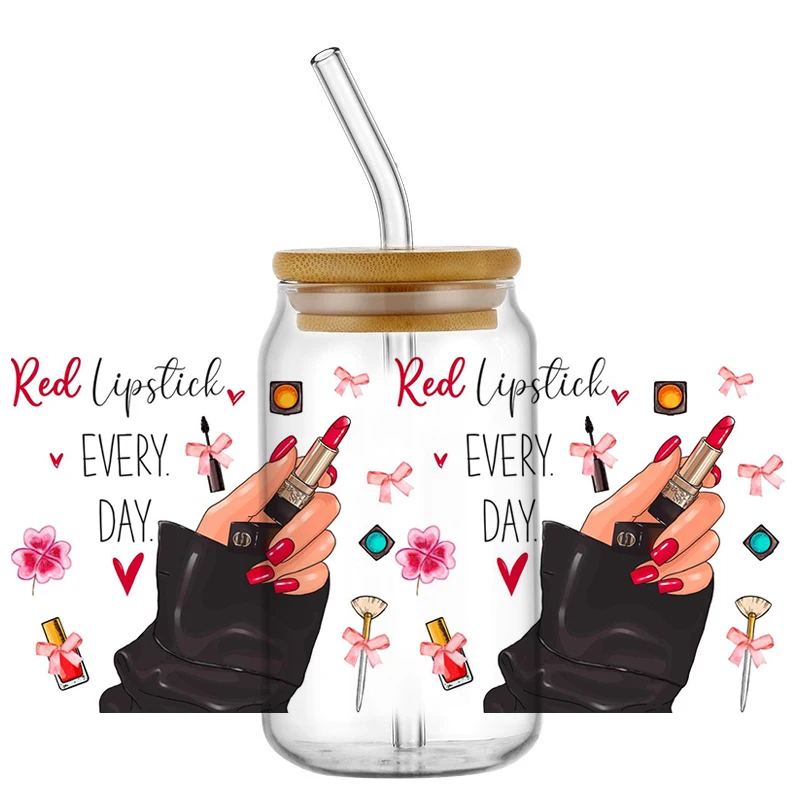 

Design of women's cosmetics Custom UV DTF Sticker For 16oz Tumblers Waterproof DIY Logo Wrap Transfer Label Home decoration