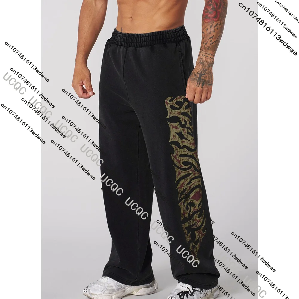 

New Mens Sweatpants Gym Sports Fitness Running Basketball Training Casual Pants Keep Warm Fleece Loose Straight Man Casual Pants