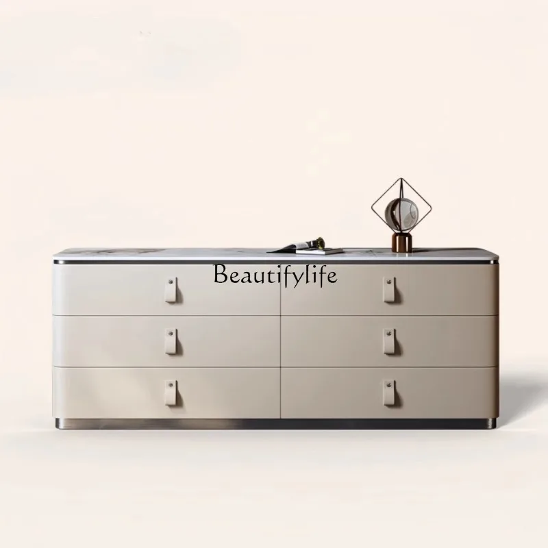 

Italian minimalist rock slab dining side cabinet household small apartment