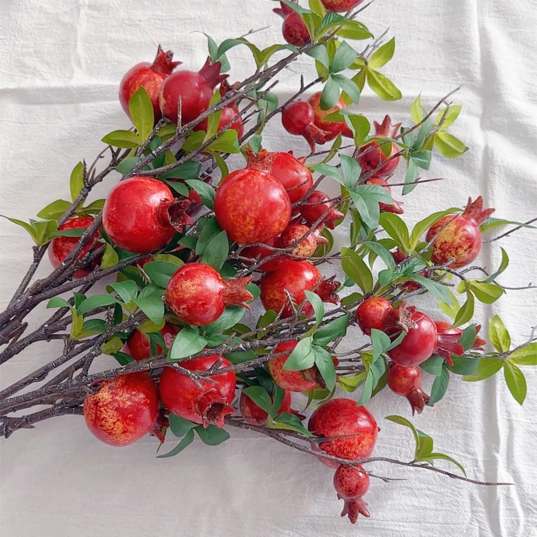 6 teile/los Lebensechte 6-Früchte Granatapfel Lange Zweig Künstliche Blumen Für Hochzeit Party Bogen Kranz Dekoration Hause Gefälschte pflanzen – Detail 9