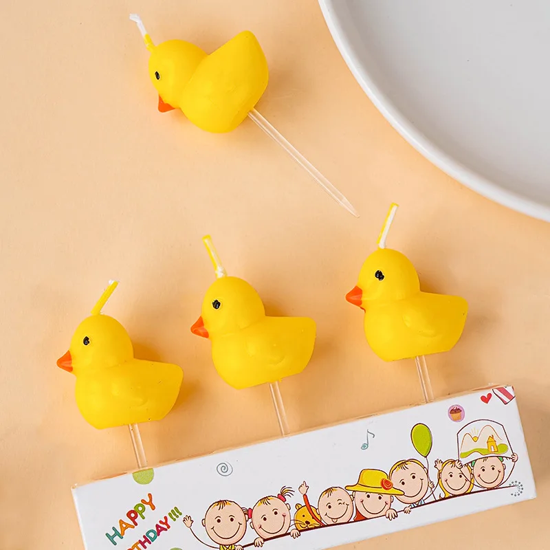La vela de pato amarillo de dibujos animados lindo de Ins está inestable. Decoración de vela de pastel de cumpleaños de pato amarillo, complemento para hornear