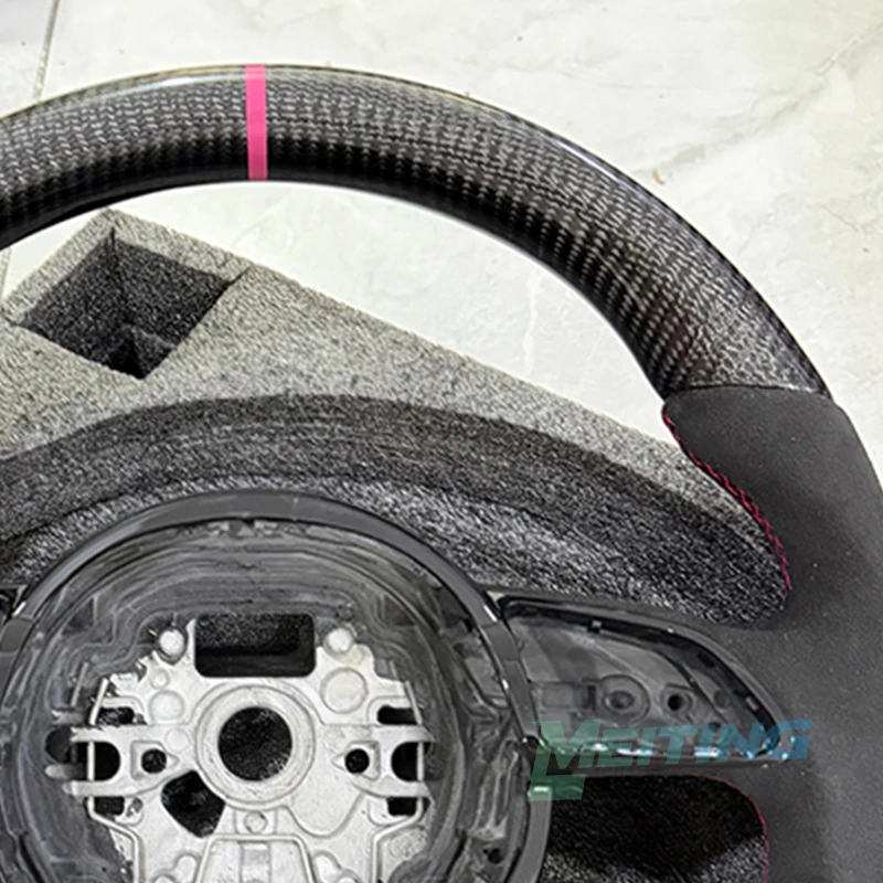 Upgraded carbon fiber steering wheel with hand sewn handle and steering wheel frame for Audi A6 C7