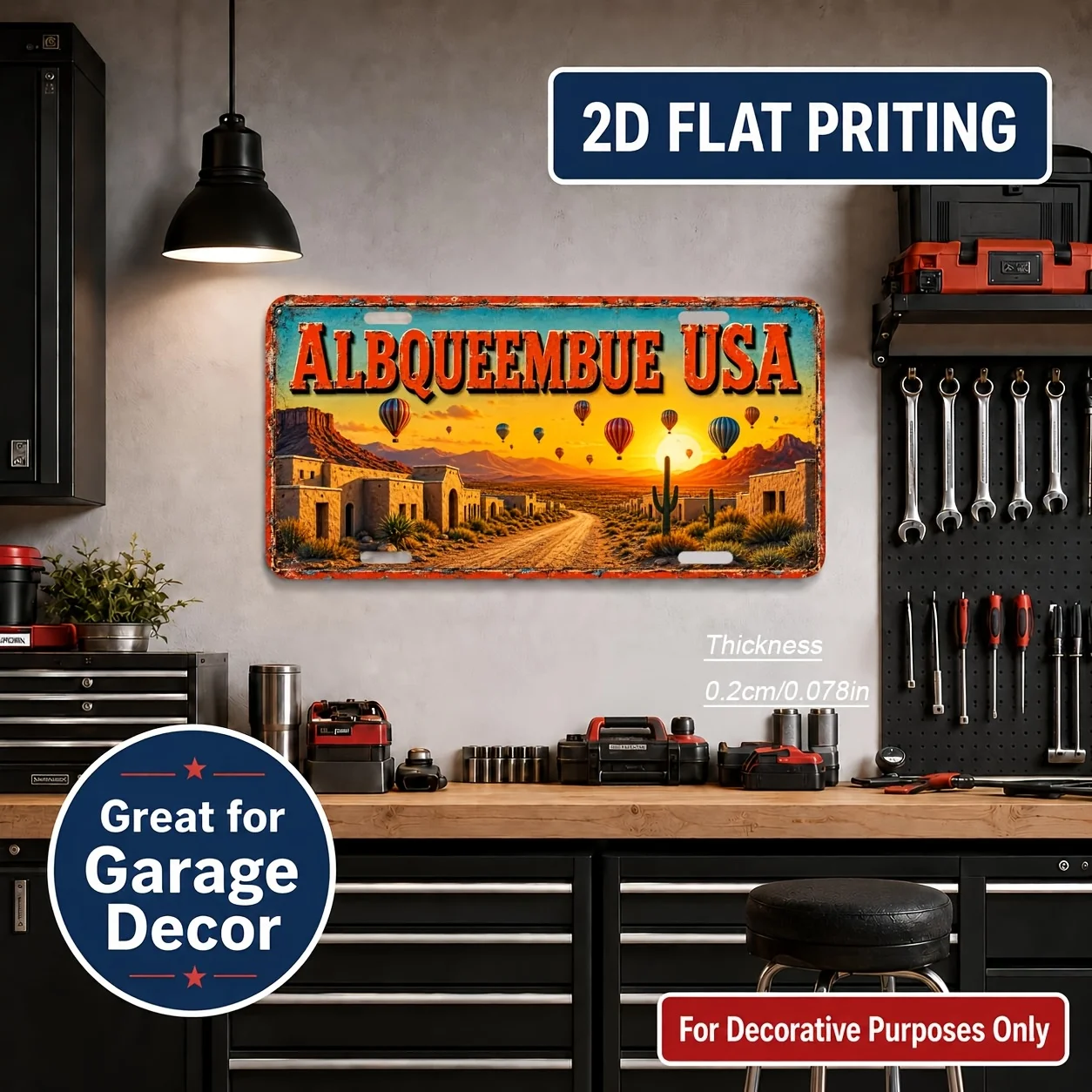 2D Flat - 【2D Flat】 2D Flat - [2D Flat] 2D Flat, 1pc, Albuquerque New Mexico Theme Vintage Sign, for Decorative Use Solely, Home