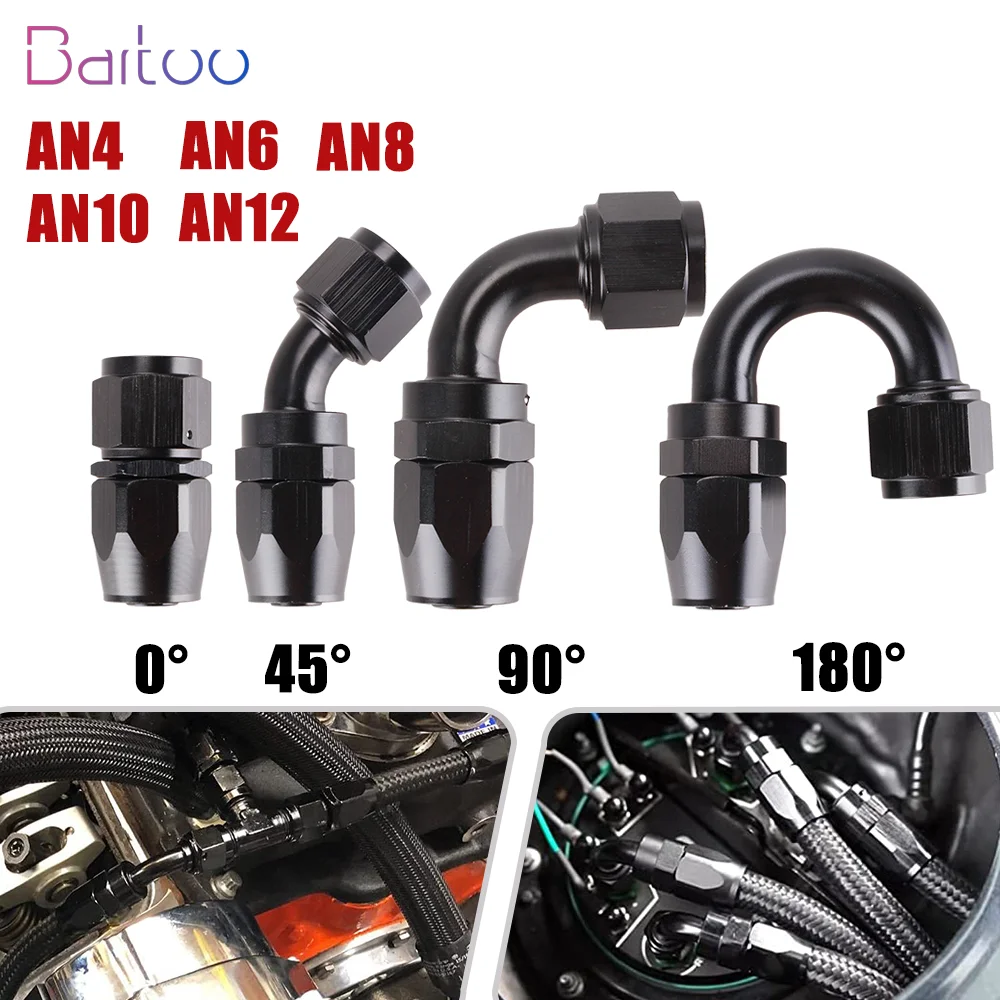 

AN4 AN6 AN8 AN10 AN12 Straight 0 45 90 180 Degree Oil Fuel Swivel Hose End Fitting Male Adaptor Oil Cooler Oil Fuel Hose End