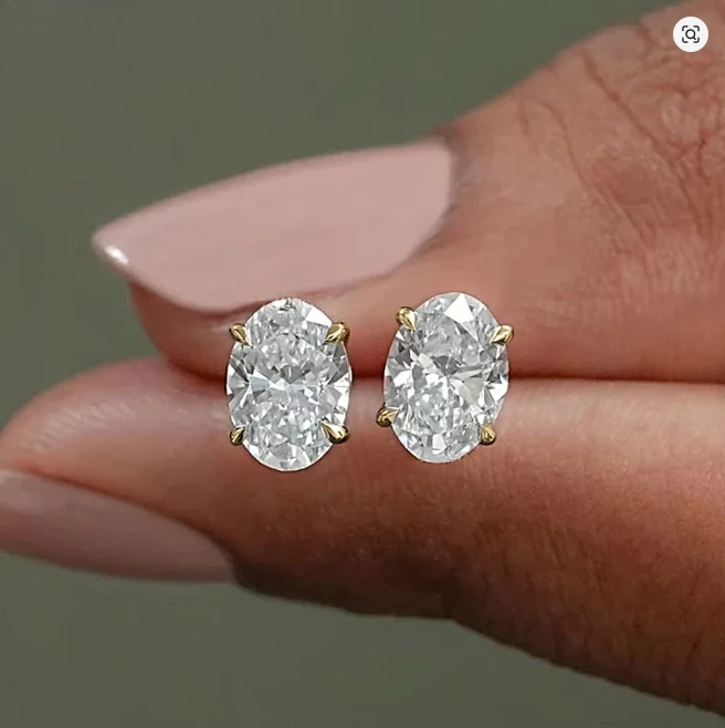 Pendientes de Moissanita Ovalada de  para Mujer, Color D, Diamante Brillante, Plata de Ley 925, Joyería para Fiesta, Regalos