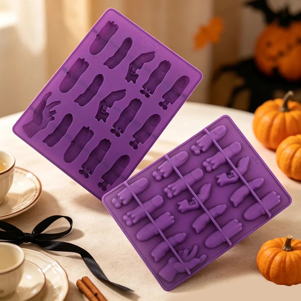 Moule en silicone pour chocolat et bonbons d'Halloween, design citrouille, crâne, pierre tombale, fantôme, chauve-souris, araignée, outils de pâtisserie, moule à gâteau